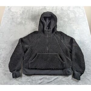Lululemon Scuba Oversized Sherpa Hoodie Womens M/L Black 1/2 Zip Cropped W4BN3S